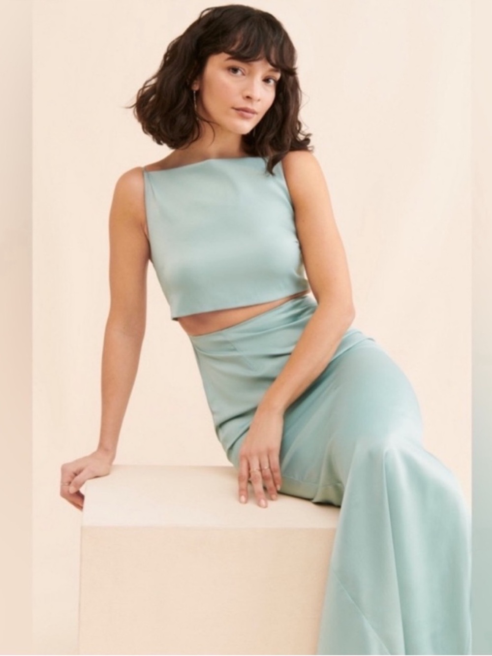 Rumer Elegant Aqua Oracle Boatneck Gown